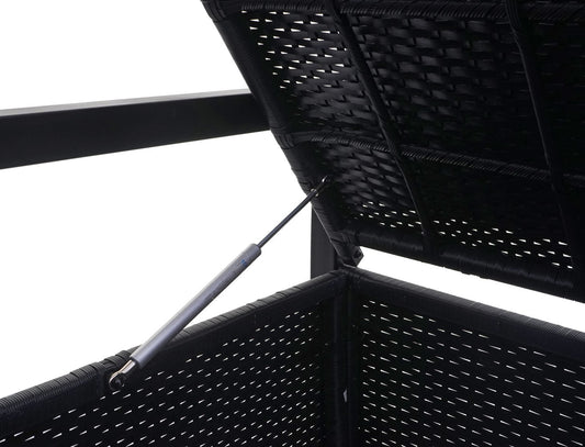 Cosmo Casa - Polyrotan 2-zitsbank - Tuinbank - Borstbank - Opbergvak - Opbergkussen - Antraciet met Beige Kussen