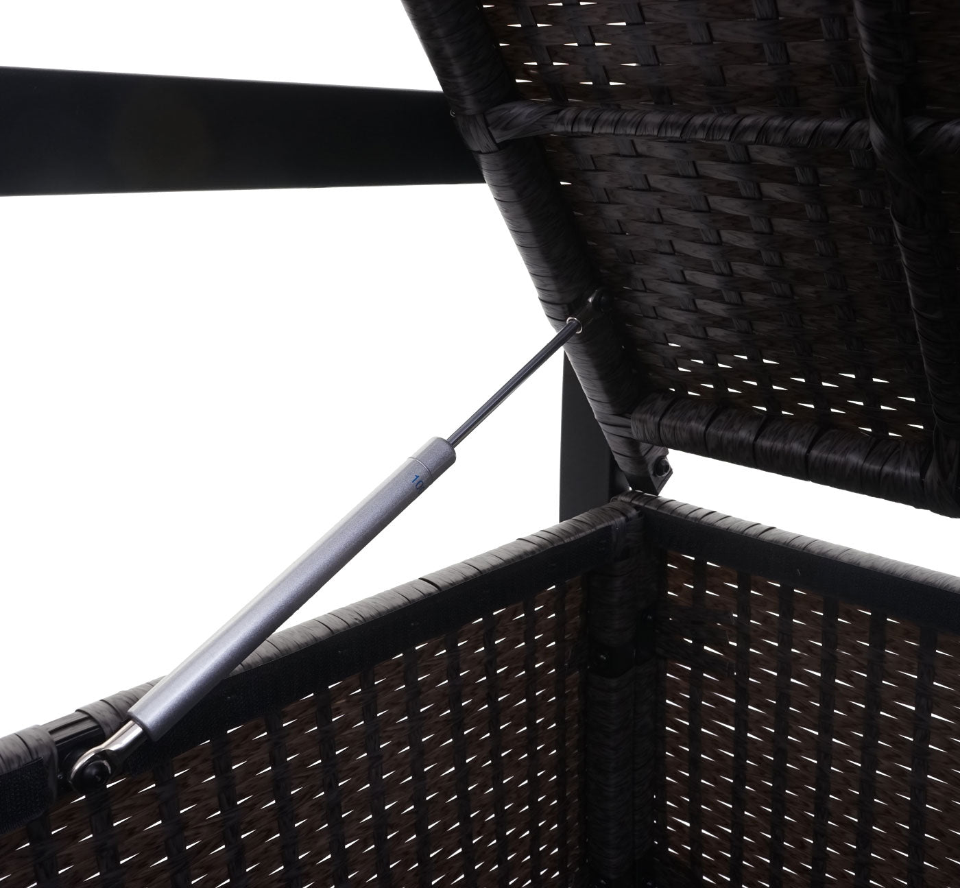 Cosmo Casa - Polyrotan 2-zitsbank - Tuinbank - Borstbank - Opbergvak - Zitkussen - Grijs met Beige Kussen