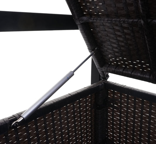 Cosmo Casa - Polyrotan 2-zitsbank - Tuinbank - Borstbank - Opbergvak - Zitkussen - Grijs met Beige Kussen