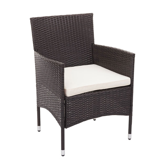 Cosmo Casa - Polyrotan Set - Balkon Tuin Loungeset Bank Zitgroep - Bruin met Crème Kussens