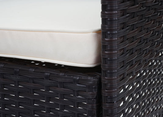 Cosmo Casa - Polyrotan Set - Balkon Tuin Loungeset Bank Zitgroep - Bruin met Crème Kussens