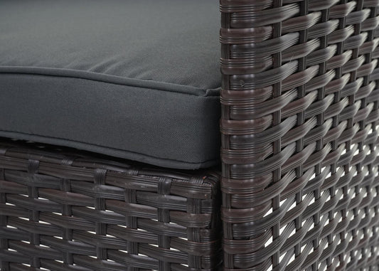 Cosmo Casa - Polyrotan Set - Balkon Tuin Loungeset Bank Zitgroep - Bruin met Donkergrijze Kussens