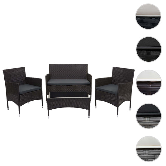 Cosmo Casa - Polyrotan Set - Balkon Tuin Loungeset Bank Zitgroep - Bruin met Donkergrijze Kussens