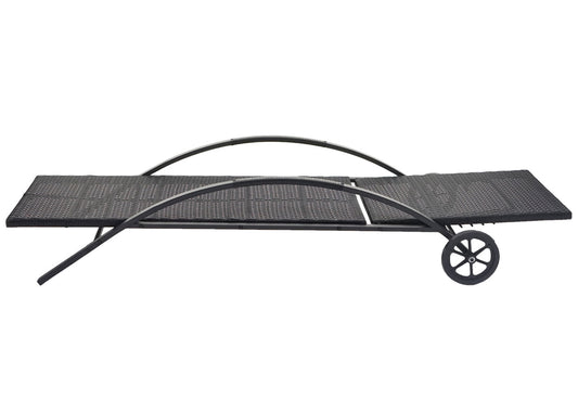 Cosmo Casa - Set van 2 Ligbedden - Relaxligstoel Tuinligstoel - Polyrotan - Zwart met Crème Beige Kussen