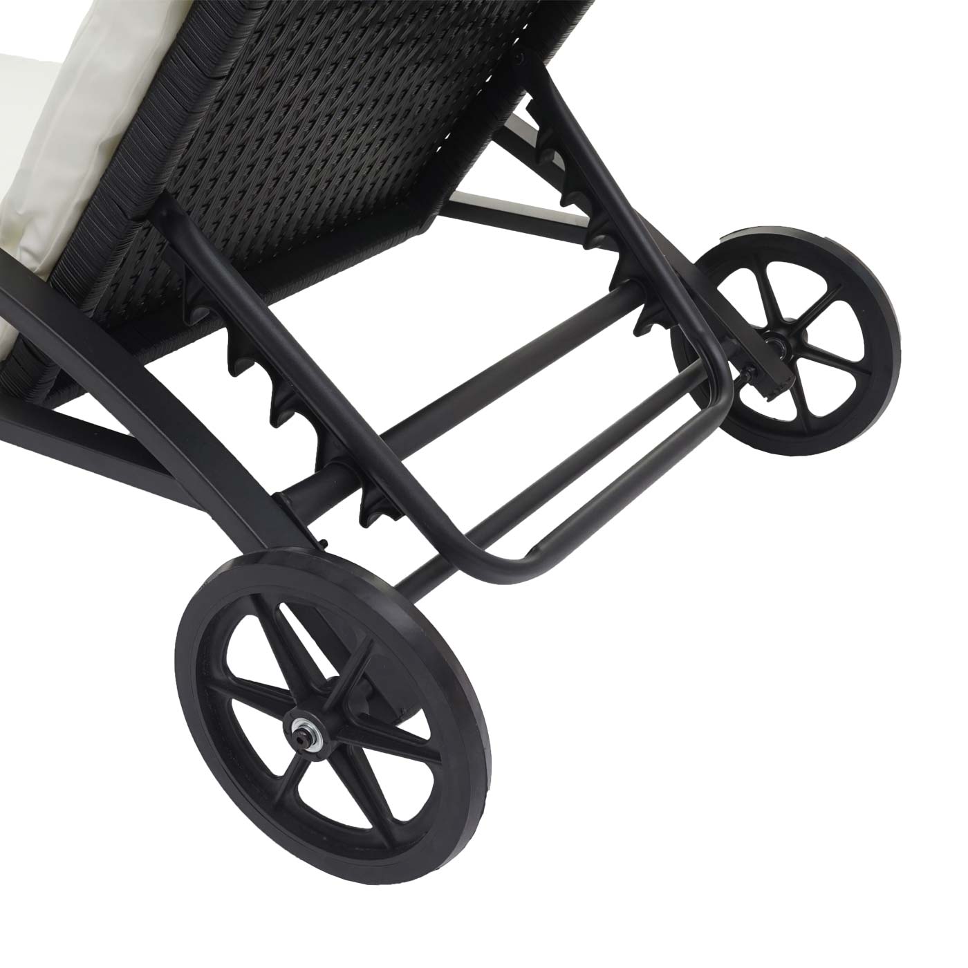 Cosmo Casa - Set van 2 Ligbedden - Relaxligstoel Tuinligstoel - Polyrotan - Zwart met Crème Beige Kussen