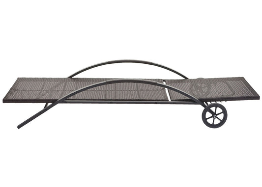 Cosmo Casa - Set van 2 Ligbedden - Relaxligstoel Tuinligstoel - Polyrotan - Bruin met Crème Beige Kussen