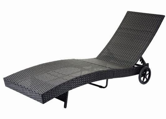 Cosmo Casa - Ligstoel - Tuinligstoel - Relaxligstoel - Polyrotan - Antraciet met Terracotta Kussen