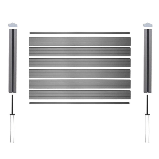 Cosmo Casa - WPC Privacyscherm Sarthe - Windscherm & Basiselement Laag - WPC Paal - Grijs - 1,95 m