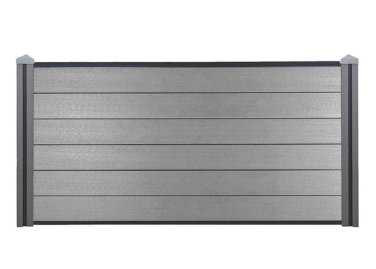 Cosmo Casa - WPC Privacyscherm Sarthe - Windscherm & Basiselement Laag - WPC Paal - Grijs - 1,95 m