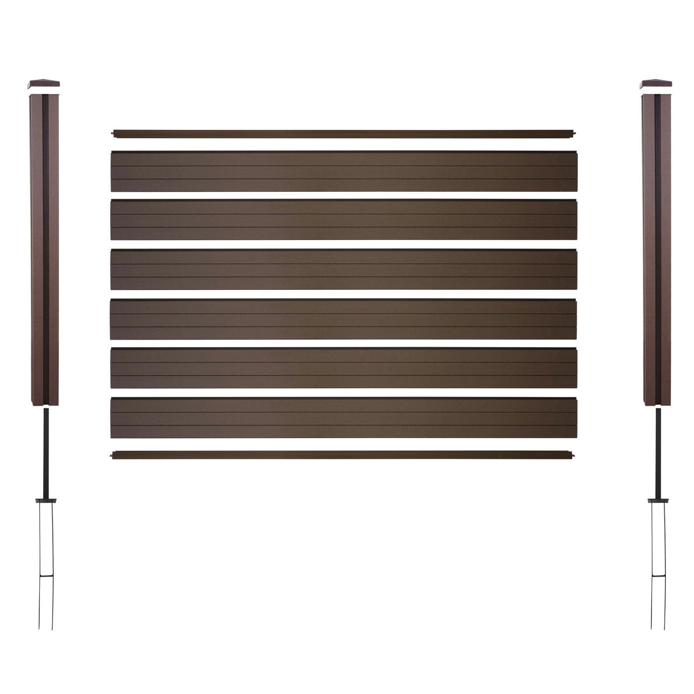 Cosmo Casa - WPC Privacyscherm Sarthe - Windscherm & Basiselement Laag - WPC Paal - Bruin - 1,95 m