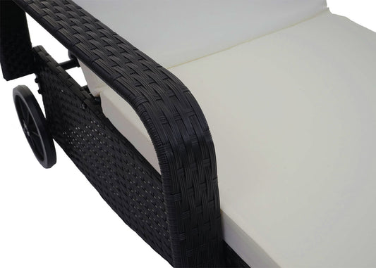 Cosmo Casa - Polyrotan Ligstoel Carrara - Relaxligstoel Tuinligstoel - Aluminium - Antraciet met Beige Kussen