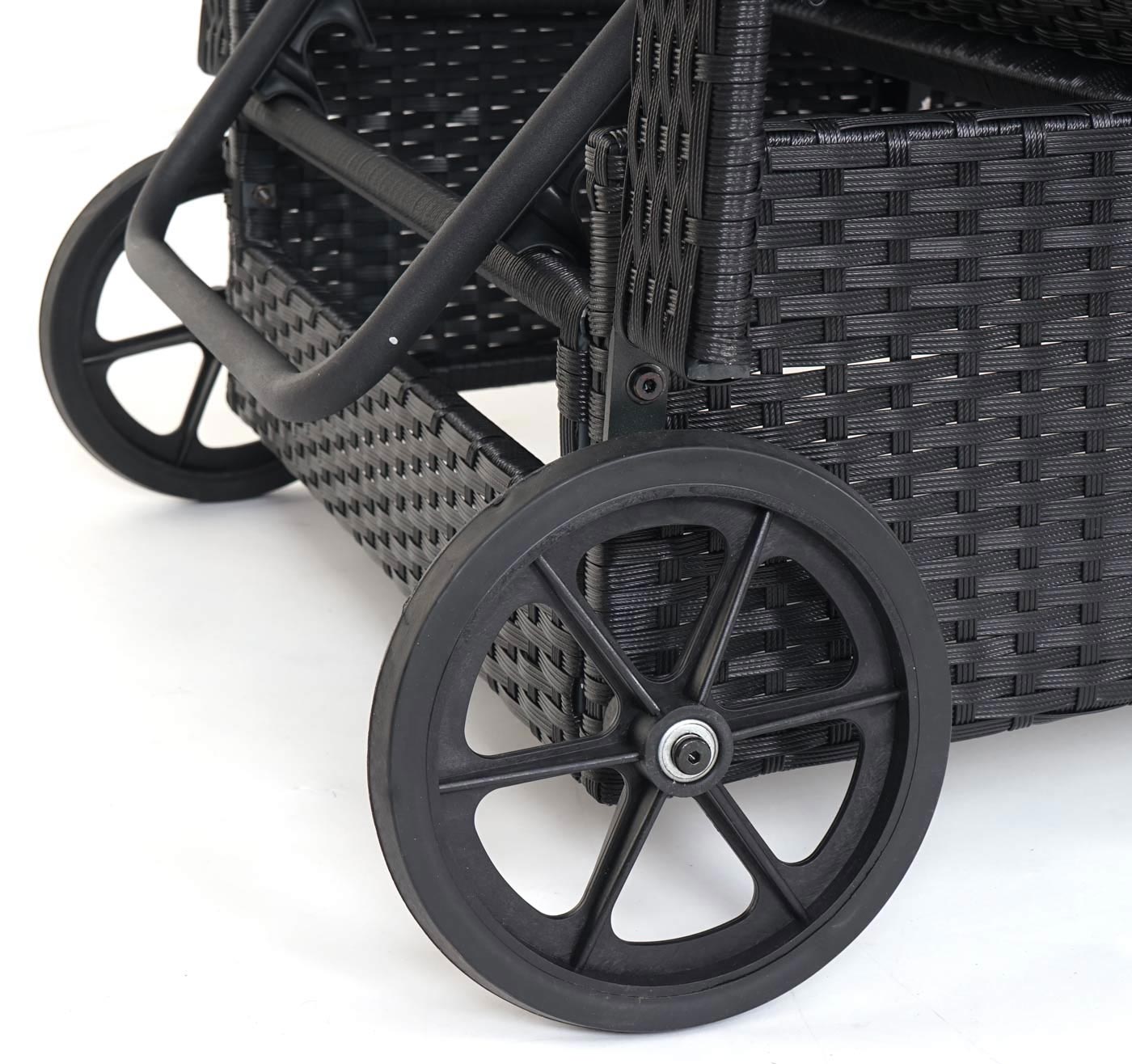 Cosmo Casa - Polyrotan Ligstoel Carrara - Relaxligstoel Tuinligstoel - Aluminium - Antraciet met Beige Kussen