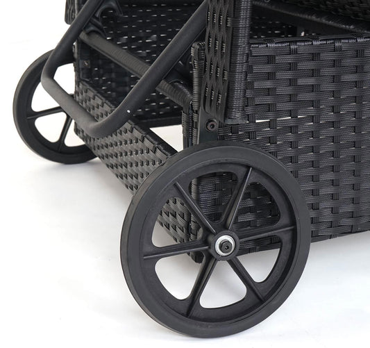 Cosmo Casa - Polyrotan Ligstoel Carrara - Relaxligstoel Tuinligstoel - Aluminium - Antraciet met Beige Kussen