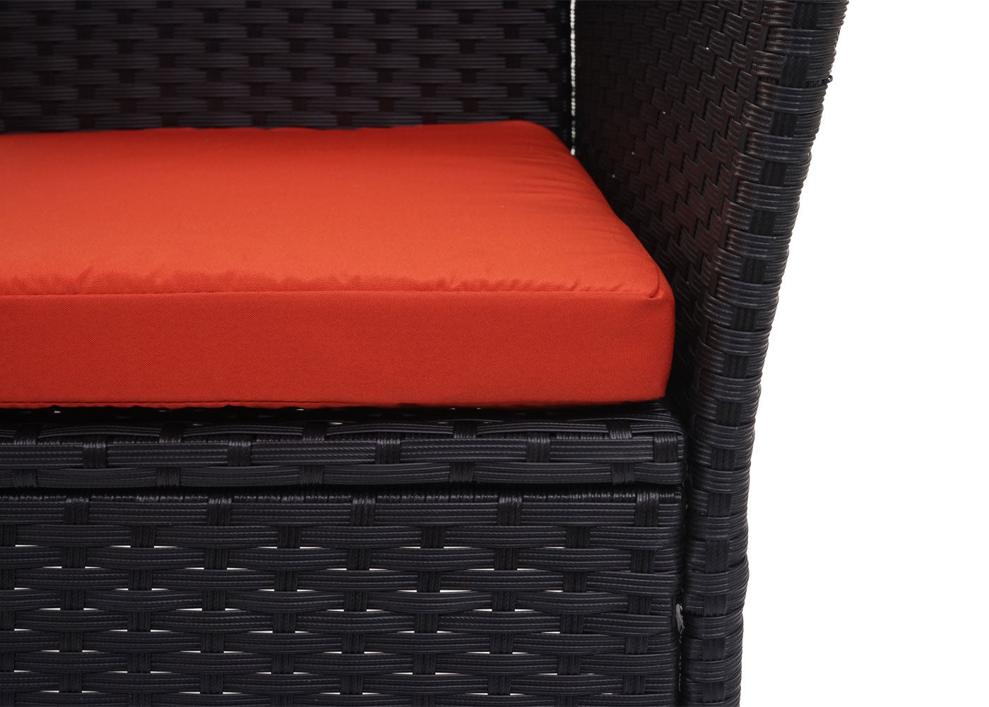 Cosmo Casa - Tuinbank - Polyrotan Bank met Tafel - Staal en Kussen - Zwart met Terracotta