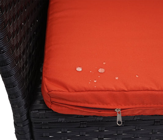 Cosmo Casa - Tuinbank - Polyrotan Bank met Tafel - Staal en Kussen - Zwart met Terracotta