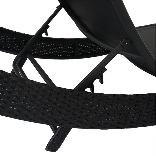 Cosmo Casa - Savannah Ligstoel - Relaxstoel - Tuinligstoel - Polyrotan - Antraciet met Crèmewitte Hoes