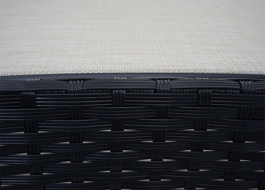 Cosmo Casa - Savannah Ligstoel - Relaxstoel - Tuinligstoel - Polyrotan - Antraciet met Crèmewitte Hoes