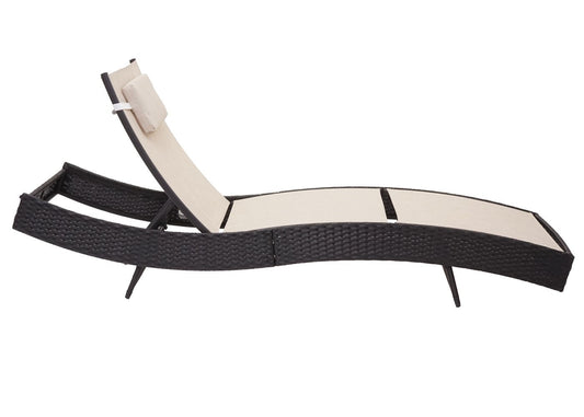 Cosmo Casa - Savannah Ligstoel - Relaxstoel - Tuinligstoel - Polyrotan - Antraciet met Crèmewitte Hoes