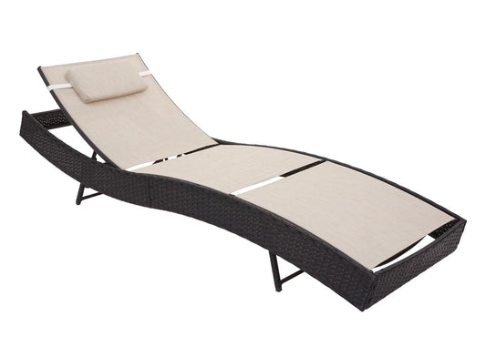 Cosmo Casa - Savannah Ligstoel - Relaxstoel - Tuinligstoel - Polyrotan - Antraciet met Crèmewitte Hoes