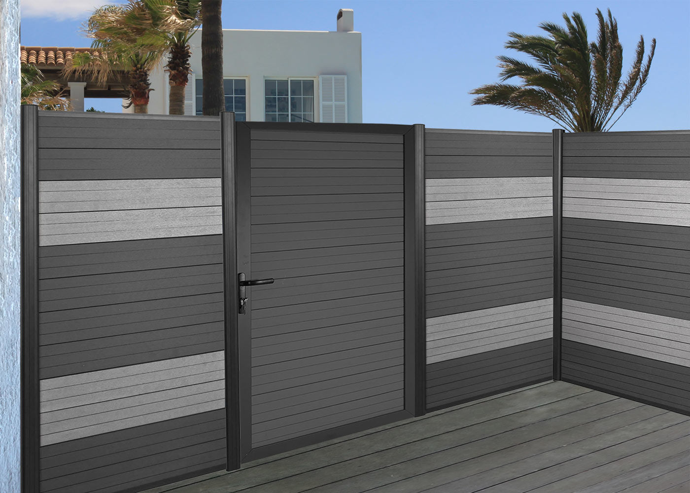 Cosmo Casa - Set van 7 Lamellen voor WPC Privacyscherm Sarthe - Windbeschermingsplanken & FSC-gecertificeerd - WPC - Antraciet - 90 cm