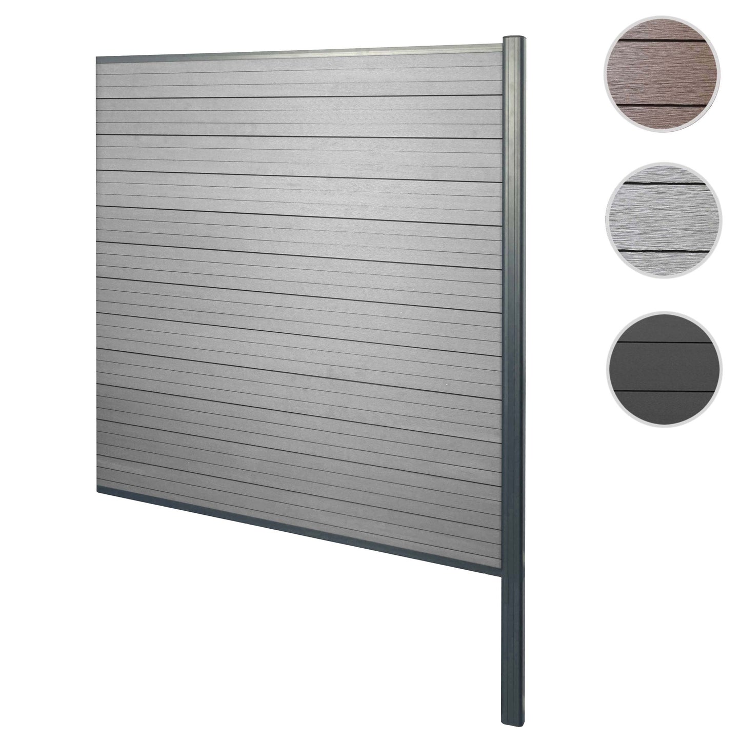 Cosmo Casa - WPC Privacyscherm Sarthe - Windscherm & Verlengelement - Aluminium Palen om in Beton te Plaatsen - Grijs - 1,85 m