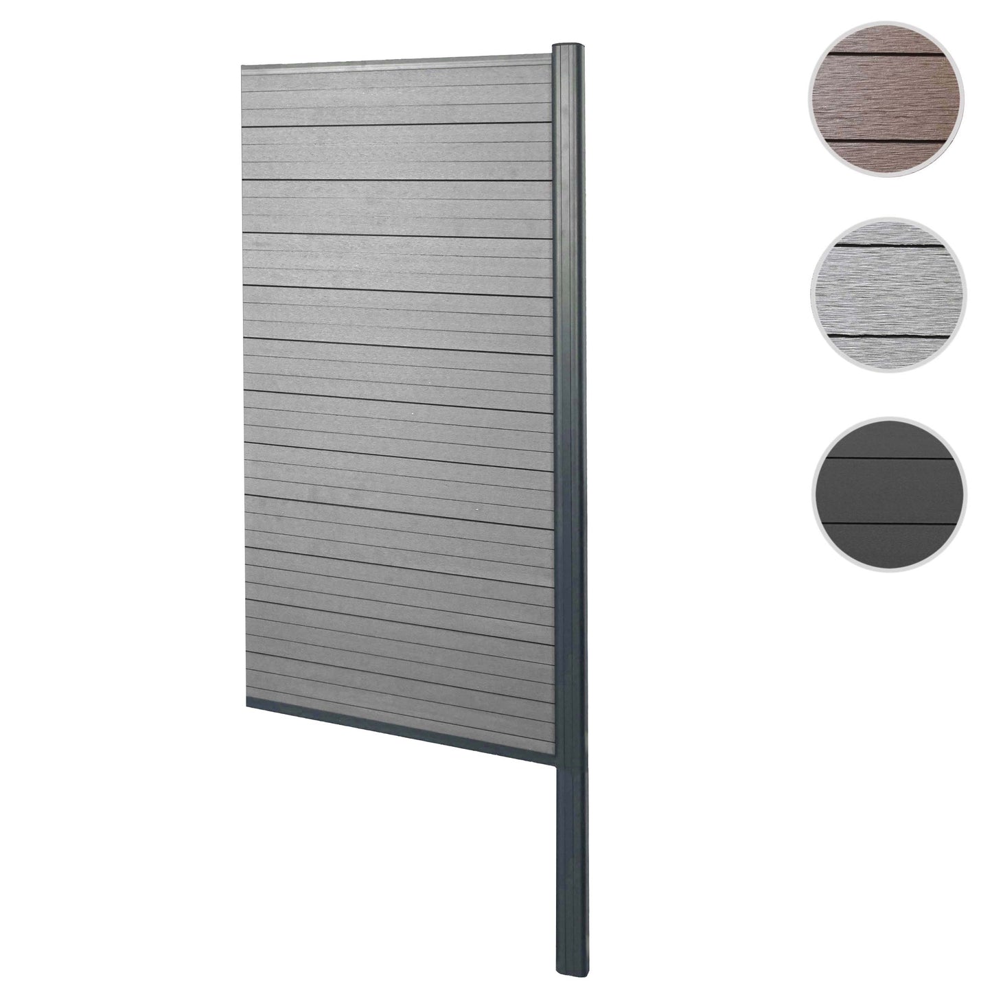 Cosmo Casa - WPC Privacyscherm Sarthe - Windscherm & Smal Aanbouwelement - Aluminium Palen om in Beton te Plaatsen - Grijs - 0,95 m