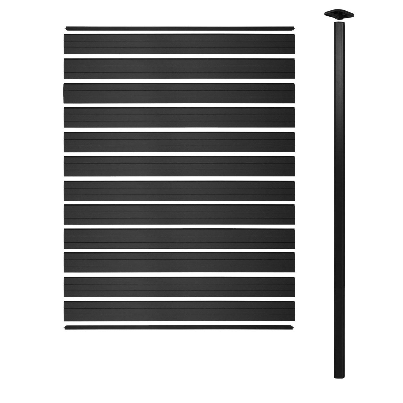 Cosmo Casa - WPC Privacyscherm Sarthe - Windscherm & Verlengelement - Aluminium Palen om in Beton te Plaatsen - Antraciet - 1,85 m