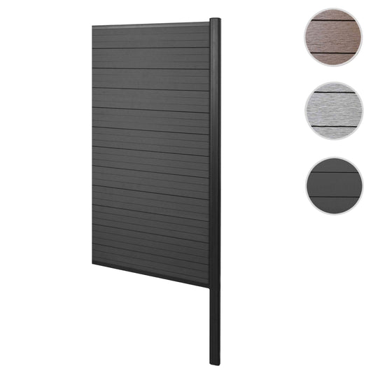 Cosmo Casa - WPC Privacyscherm Sarthe - Windscherm & Smal Aanbouwelement - Aluminium Palen om in Beton te Plaatsen - Antraciet - 0,95 m