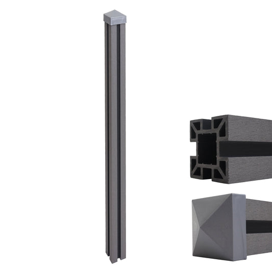 Cosmo Casa - WPC paal Sarthe - Hekwerk zuilpaal insteeksysteem - WPC - Grijs - 240 cm