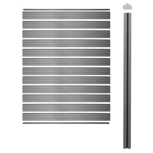 Cosmo Casa - Privacyscherm Sarthe - Windscherm met paal voor inbeton - WPC - Grijs - Verlengelement 188 cm