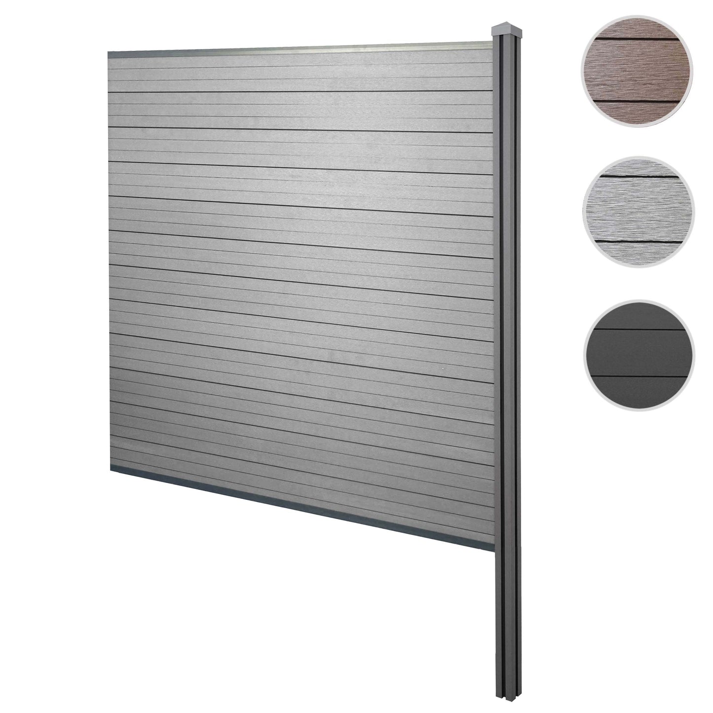 Cosmo Casa - Privacyscherm Sarthe - Windscherm met paal voor inbeton - WPC - Grijs - Verlengelement 188 cm