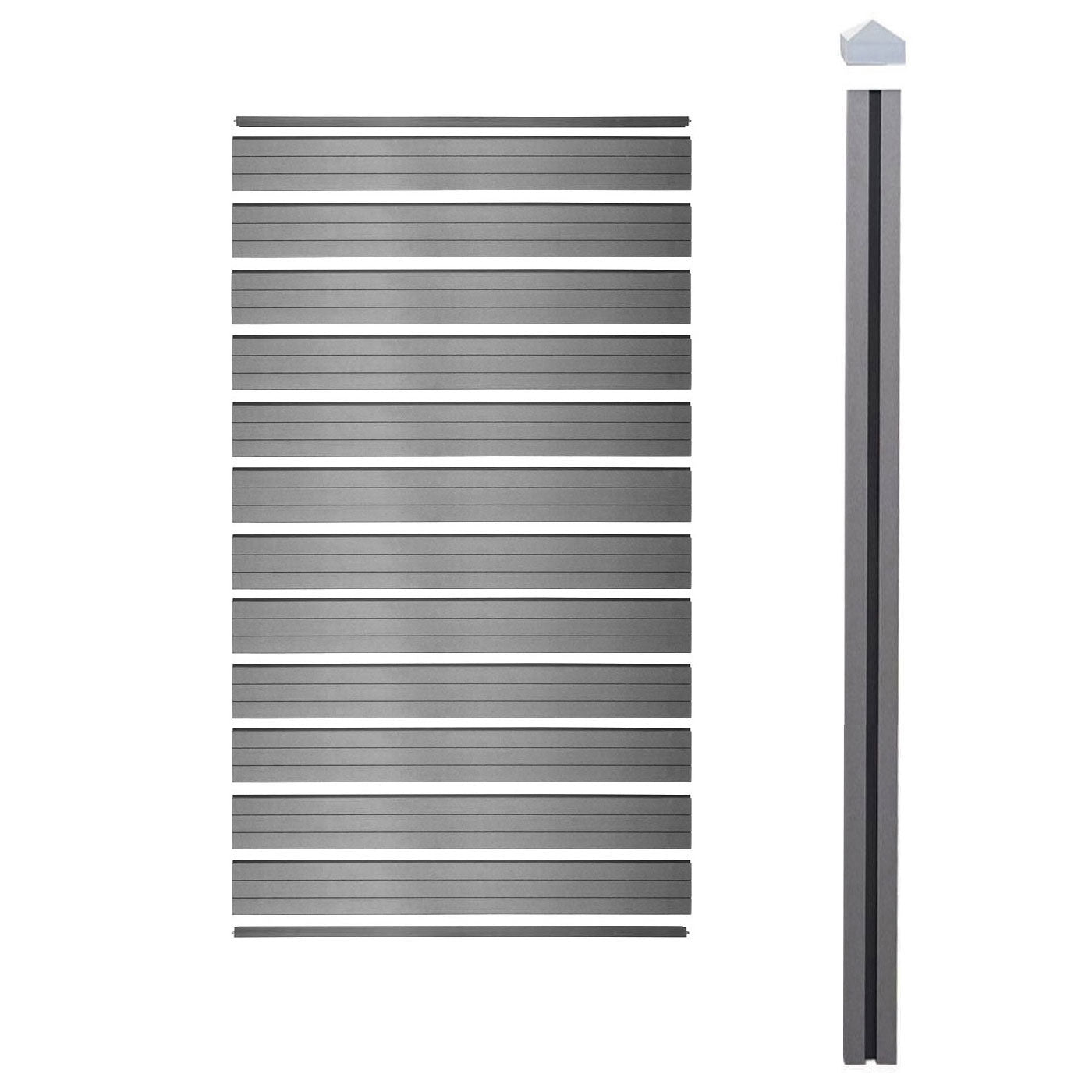 Cosmo Casa - Privacyscherm - Smal aanbouwelement - WPC - Grijs - 98 cm