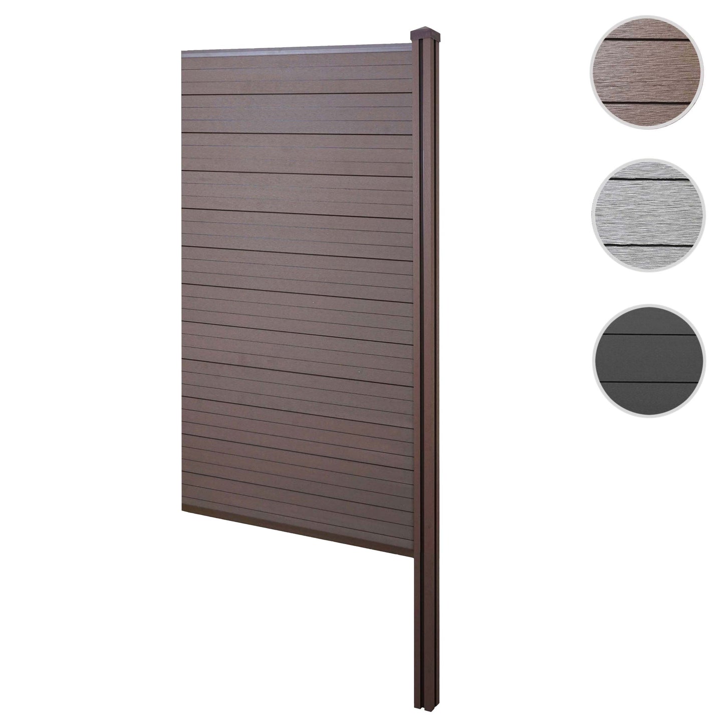 Cosmo Casa - Privacyscherm Sarthe - Windscherm met paal voor inbeton - WPC - Bruin - Smal verlengelement 98 cm