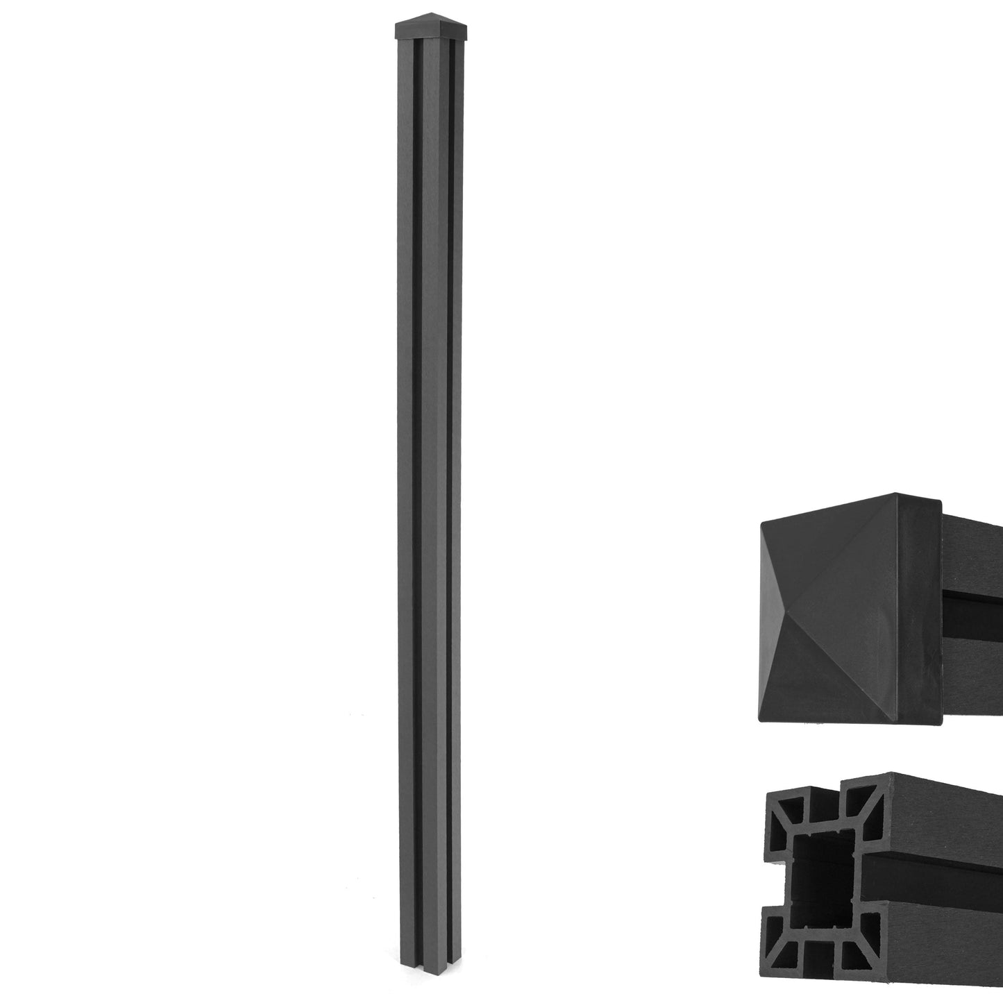 Cosmo Casa - WPC Paal Sarthe WPC Hekwerk - Zuilpaal & Insteeksysteem - WPC - Antraciet - 240 cm