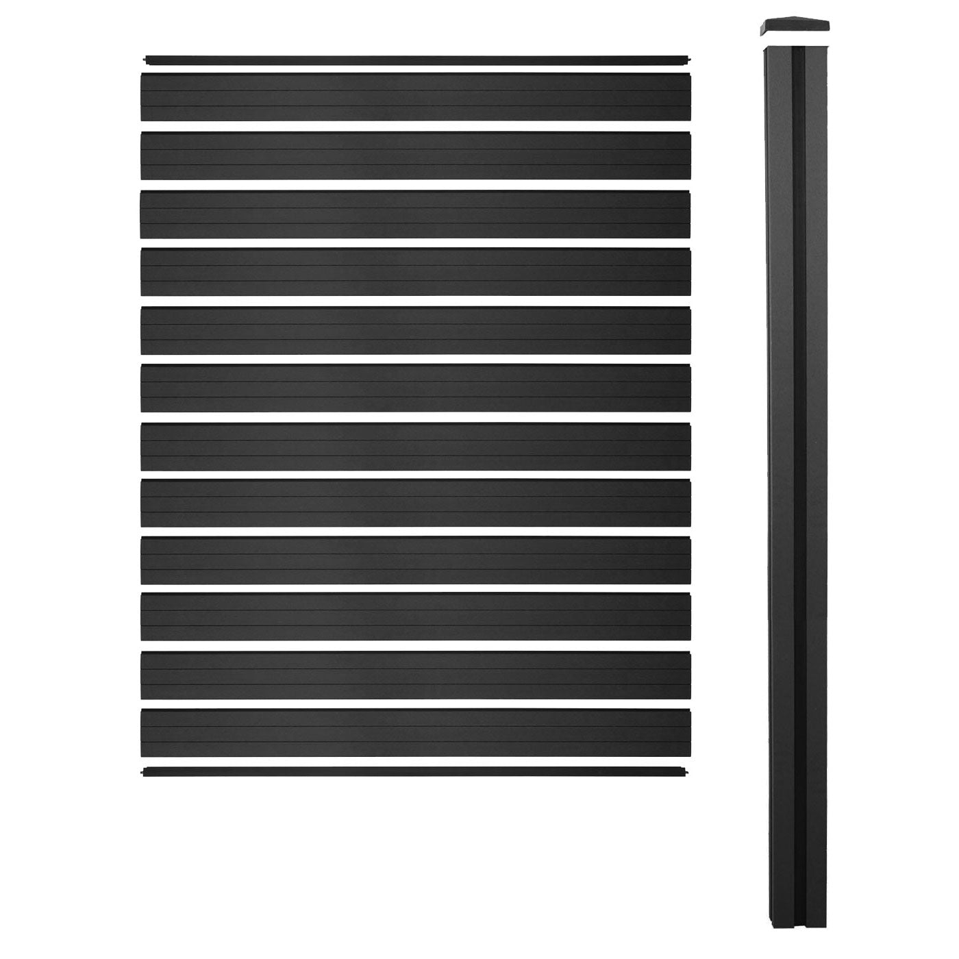 Cosmo Casa - Privacyscherm Sarthe - Windscherm met paal voor inbeton - WPC - Antraciet - Verlengelement 188 cm