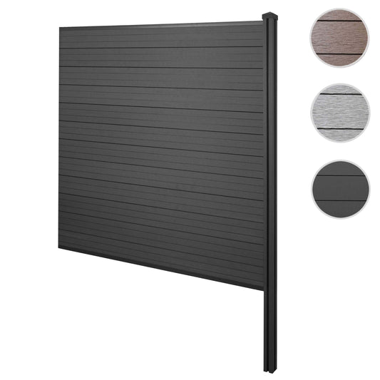 Cosmo Casa - Privacyscherm Sarthe - Windscherm met paal voor inbeton - WPC - Antraciet - Verlengelement 188 cm