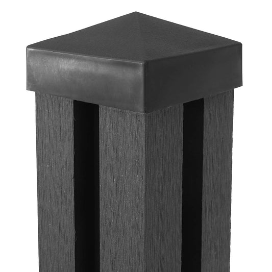 Cosmo Casa - Privacyscherm Sarthe - Windscherm met paal voor inbeton - WPC - Antraciet - Smal verlengelement 98 cm