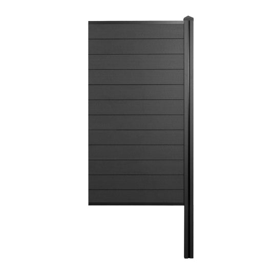 Cosmo Casa - Privacyscherm Sarthe - Windscherm met paal voor inbeton - WPC - Antraciet - Smal verlengelement 98 cm