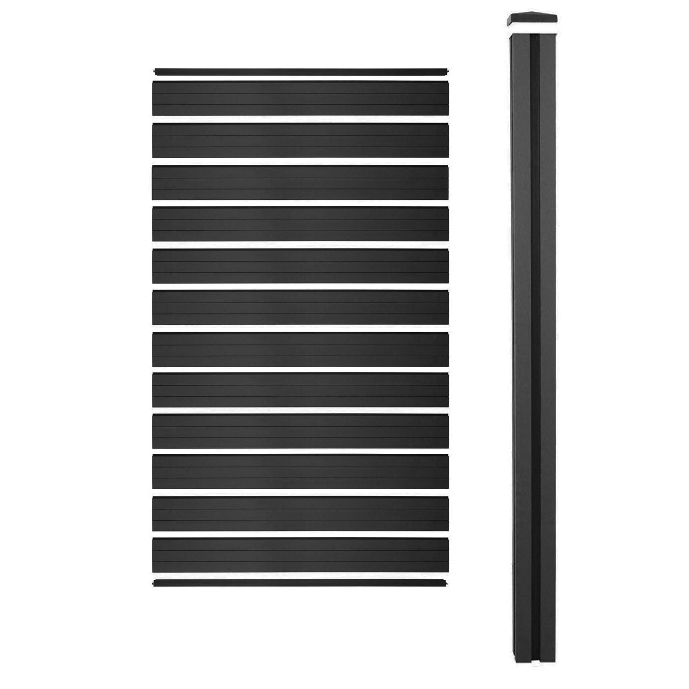 Cosmo Casa - Privacyscherm Sarthe - Windscherm met paal voor inbeton - WPC - Antraciet - Smal verlengelement 98 cm