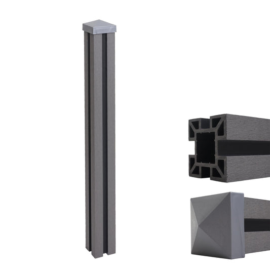 Cosmo Casa - WPC Paal Sarthe WPC Hekwerk - Zuilpaal & Insteeksysteem - WPC - Grijs - 98 cm