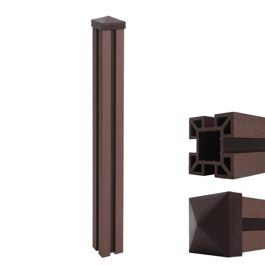Cosmo Casa - WPC Paal Sarthe WPC Hekwerk - Zuilpaal & Insteeksysteem - WPC - Bruin - 98 cm