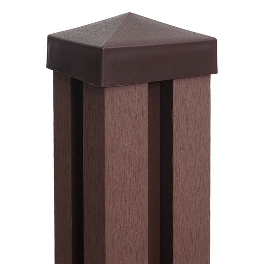 Cosmo Casa - WPC Paal Sarthe WPC Hekwerk - Zuilpaal & Insteeksysteem - WPC - Bruin - 98 cm