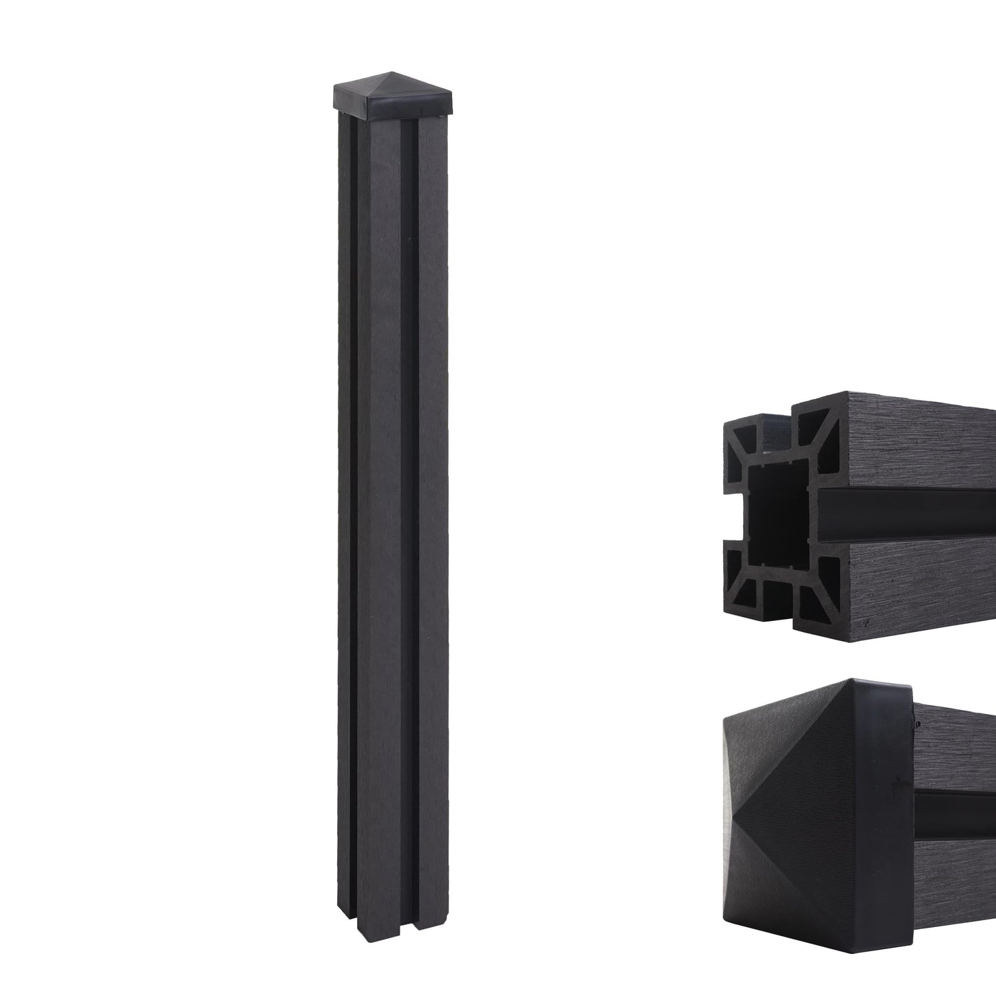Cosmo Casa - WPC Paal Sarthe WPC Hekwerk - Zuilpaal & Insteeksysteem - WPC - Antraciet - 98 cm
