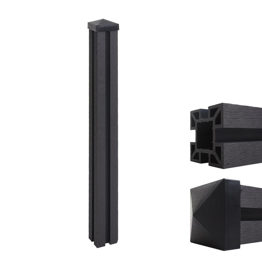 Cosmo Casa - WPC Paal Sarthe WPC Hekwerk - Zuilpaal & Insteeksysteem - WPC - Antraciet - 98 cm