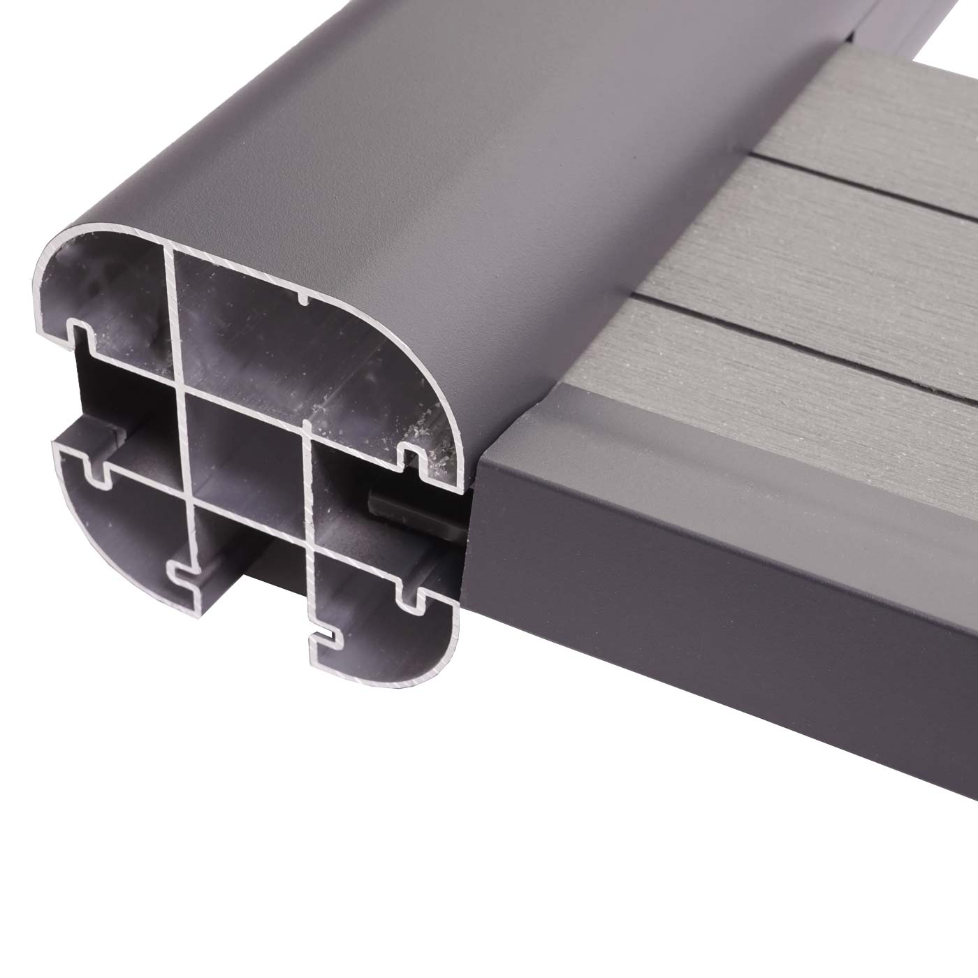 Cosmo Casa - Eindset voor WPC Privacyscherm Sarthe - Eindprofiel - Aluminium Paal - Grijs - 180 cm