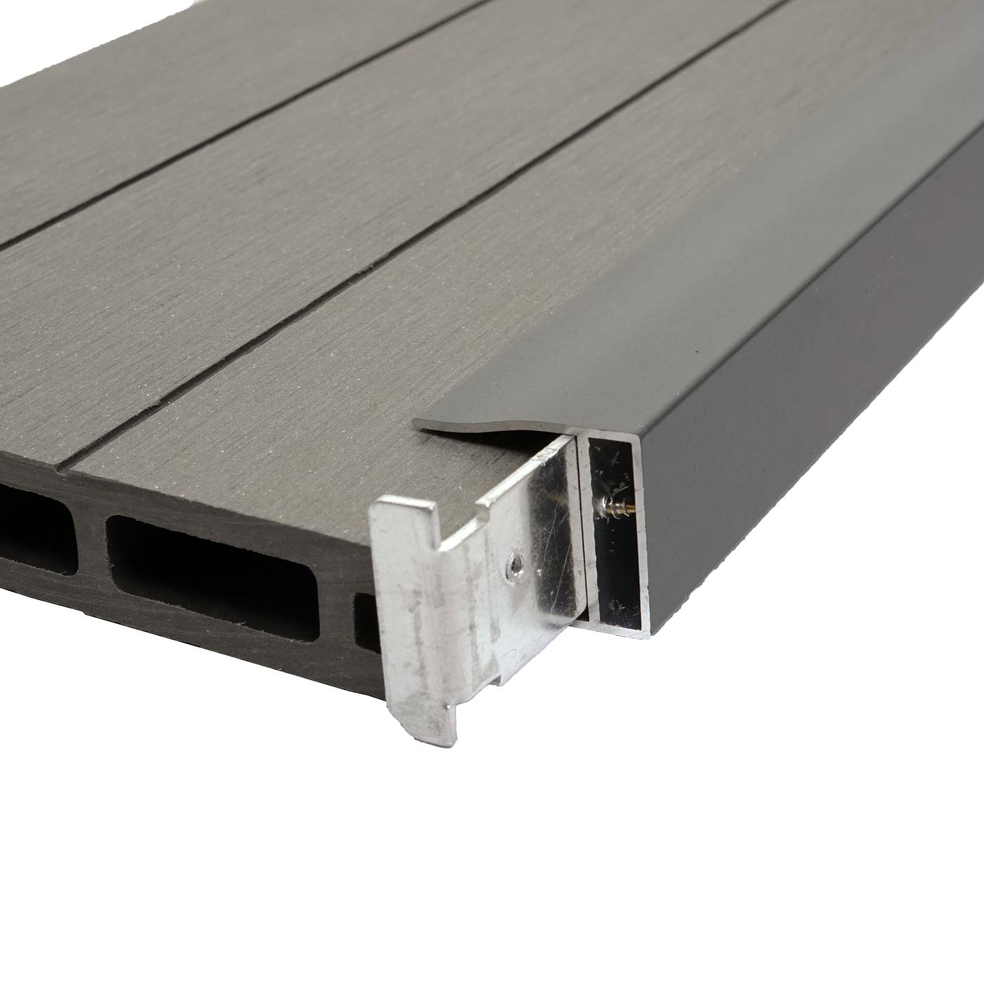 Cosmo Casa - Eindset voor WPC Privacyscherm Sarthe - Eindprofiel - Aluminium Paal - Grijs - 180 cm