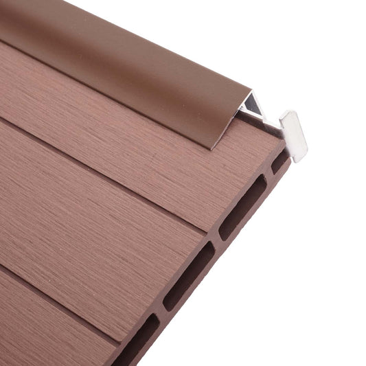 Cosmo Casa - Eindset voor WPC Privacyscherm Sarthe - Eindprofiel - Aluminium Paal - Bruin - 180 cm