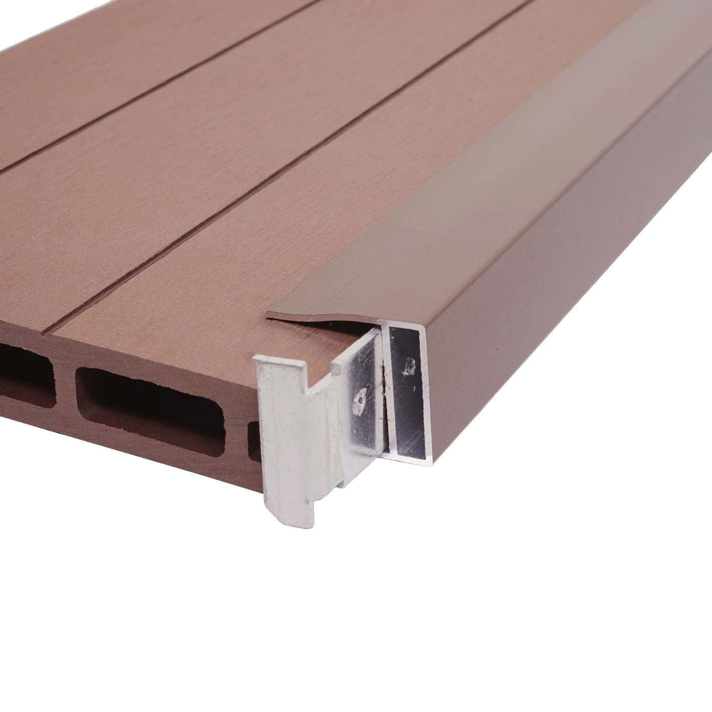 Cosmo Casa - Eindset voor WPC Privacyscherm Sarthe - Eindprofiel - Aluminium Paal - Bruin - 180 cm