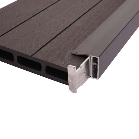 Cosmo Casa - Eindset voor WPC Zichtscherm Sarthe - Eindprofiel - Aluminium Paal - Antraciet - 180 cm