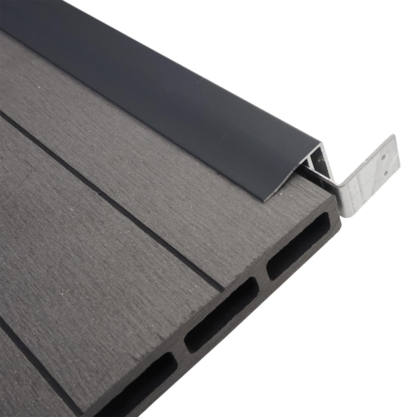 Cosmo Casa - Eindset voor WPC Zichtscherm Sarthe - Eindprofiel - WPC Paal - Grijs - 90 cm